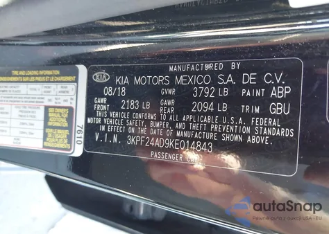 2019 Kia Forte Lxs из США, поврежденный, VIN 3KPF24AD9KE014843